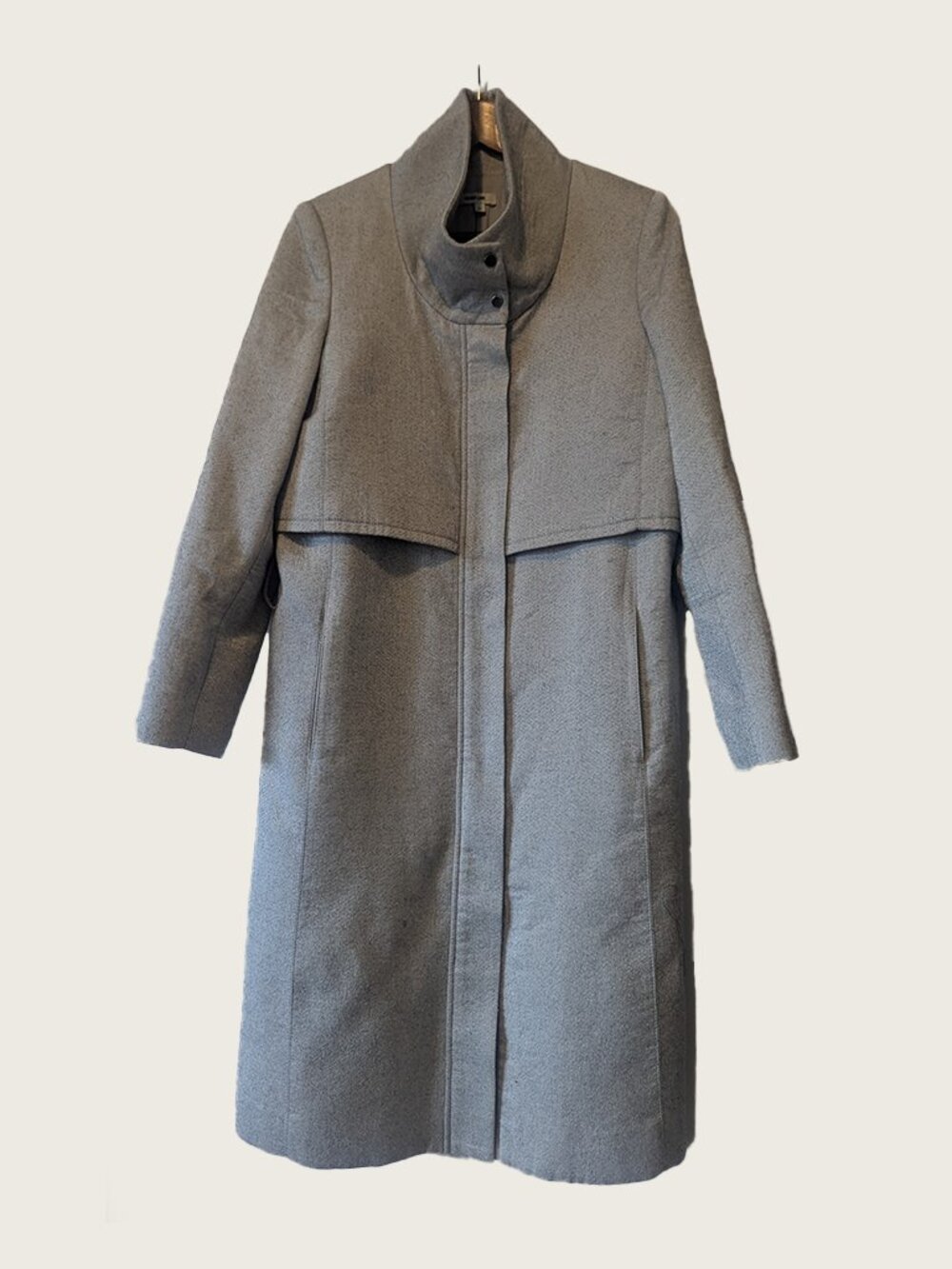 HELMUT LANG - Grey funnel neck zipped coat - Sz M